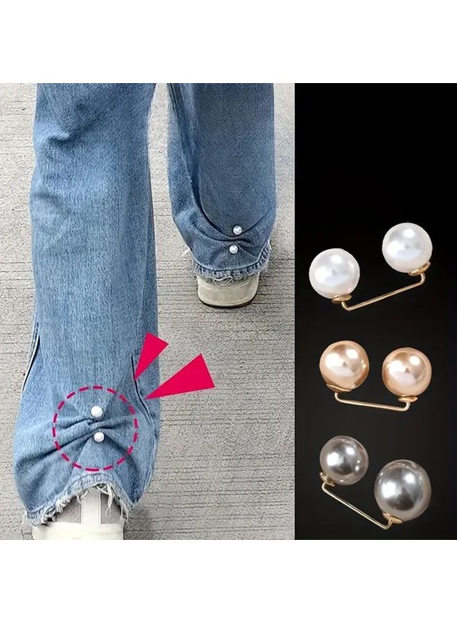 White 10pcs Anti Slip Jeans Ankle Clips Pants Length Adjuster Buckle - Image 5